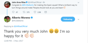 Τα tweets των Riise και Moreno